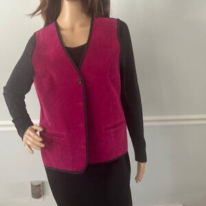 Diane Von Furstenberg Hot Pink Fuscia Leather Vest Size M